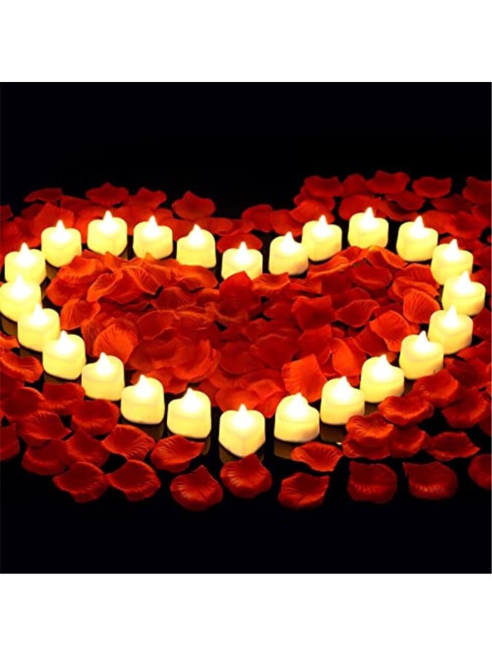 2000 Silk Rose Petals 24 LED Tea Light Candles Romantic Wedding Valentine Set